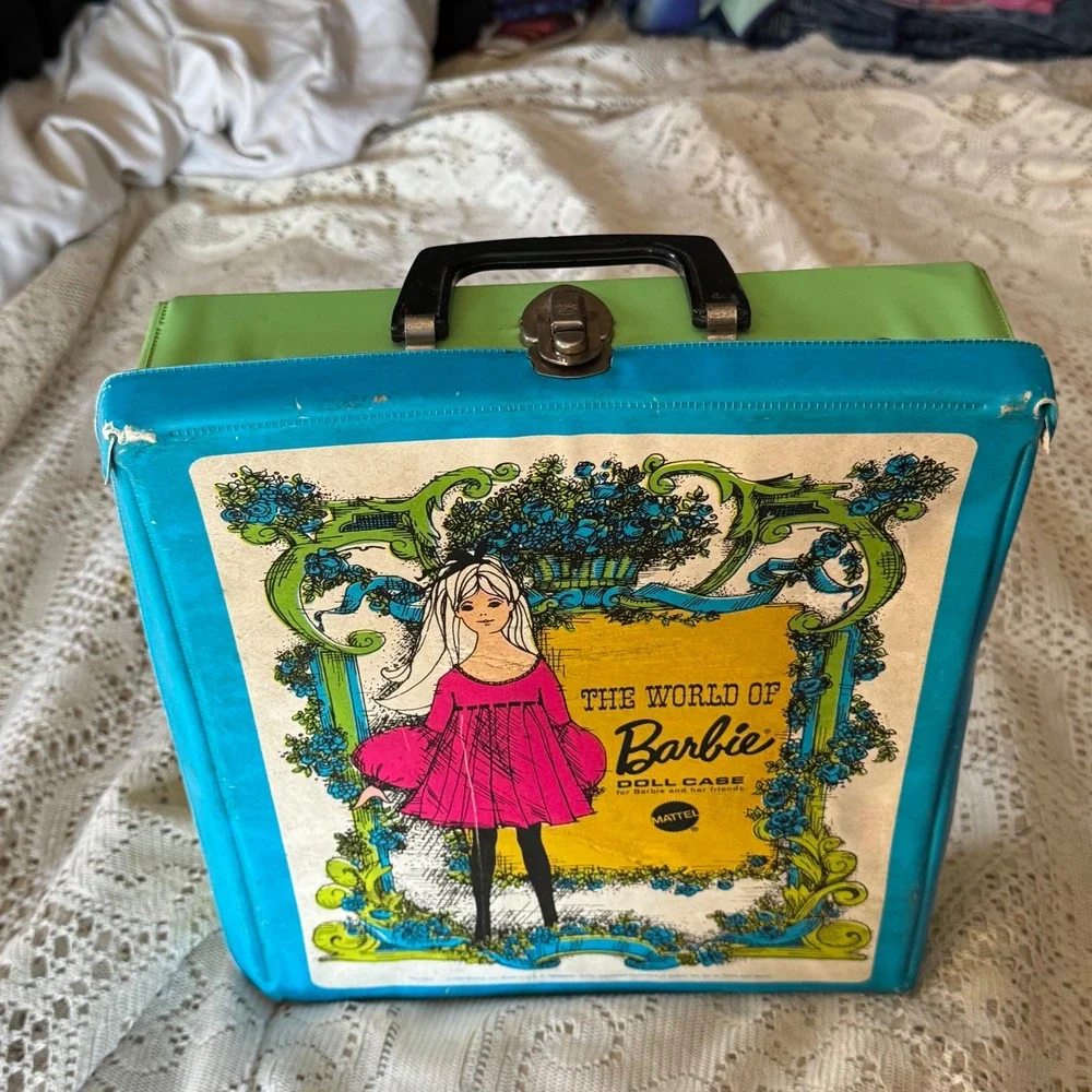 Vintage Barbie Doll Case Mattel 1969‎ Blue Green Carrying Storage Container